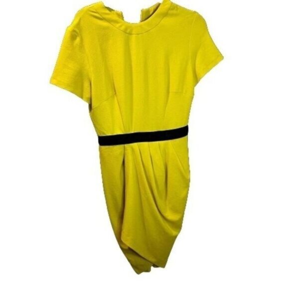 ASOS Chartreuse Short Sleeve Pleated Bodycon Dress Size 6 NWT - Picture 1 of 7